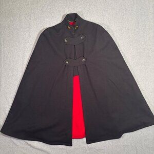 Vintage Mid-Century Altro Work Shops Nursing Cape - Navy & Red Wool